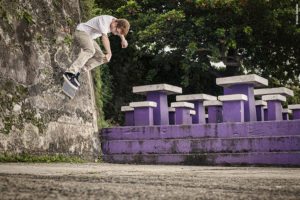 French skateboarder Adrien Bulard in Flip Backside wallride