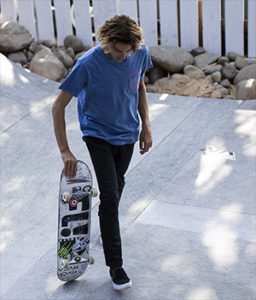Curren Caples and his board on the ramp
