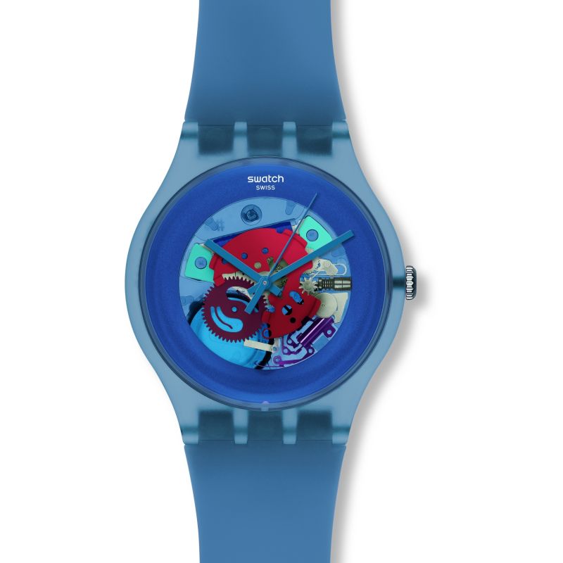 Montre Swatch Blue Grey Lacquered SUON102 | Skate.fr