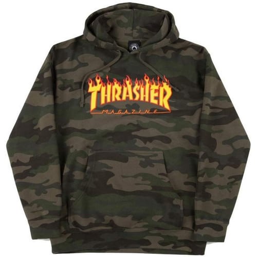Sweat-shirt à capuche Thrasher Flame camouflage | Skate.fr