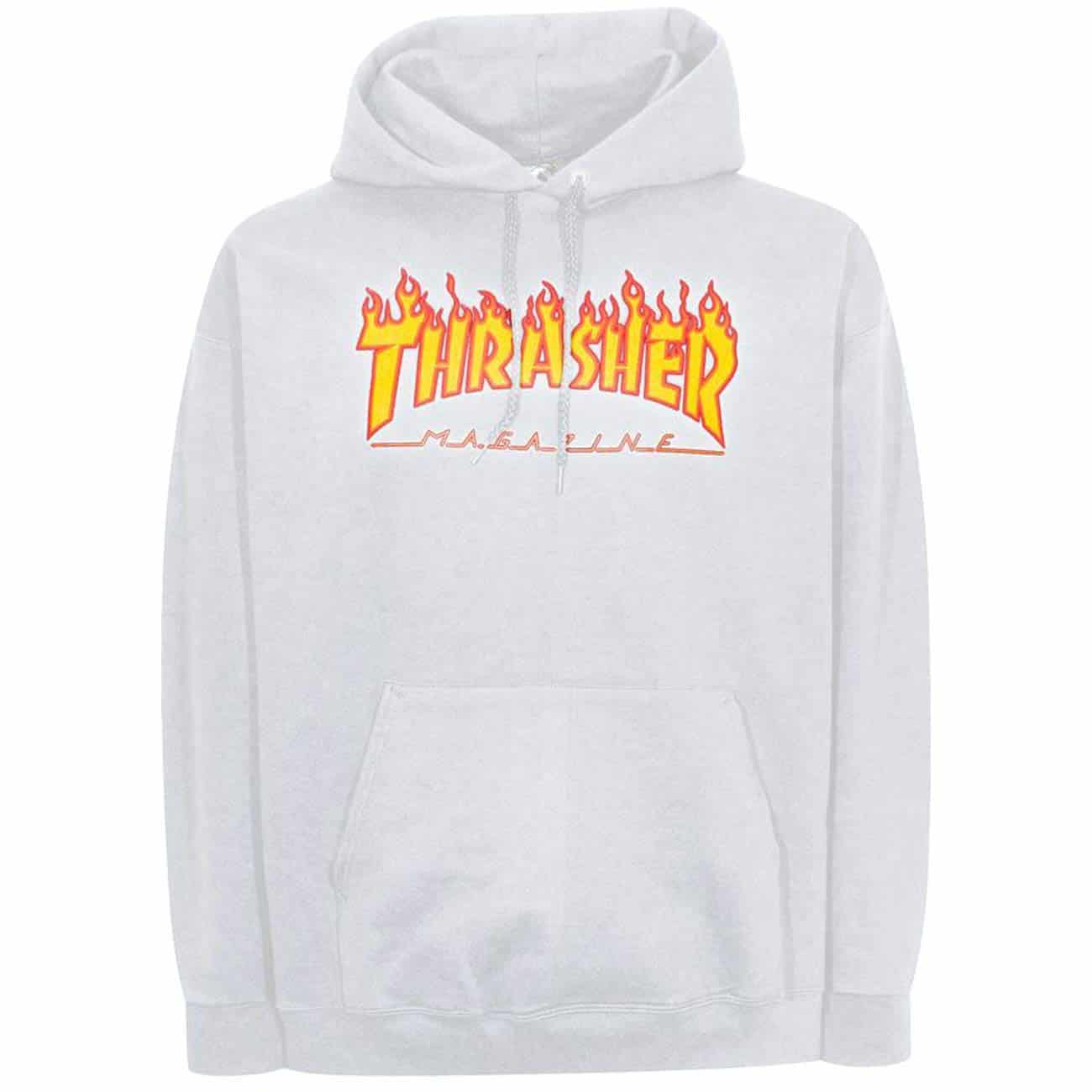 Thrasher Flame Logo | Sweat à capuche blanc | Skate.fr