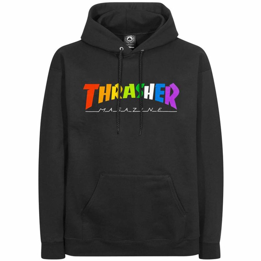 Thrasher Rainbow logo Hoodie | Sweat à capuche noir | Skate.fr