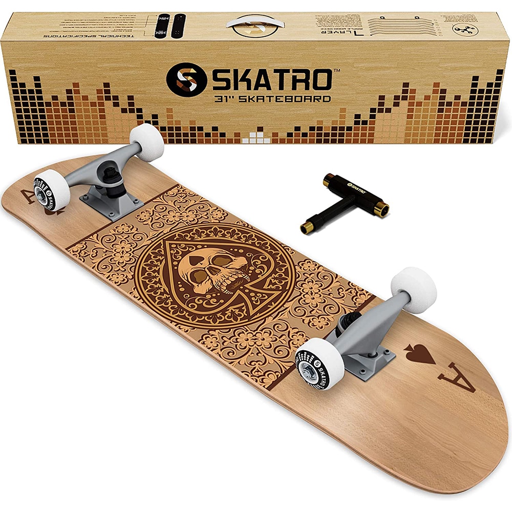 Skateboard Débutant Skatro Pocket Aces Wood