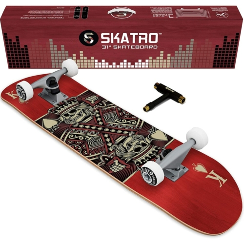 Skateboard complet Débutant Skatro Pocket Kings maroon
