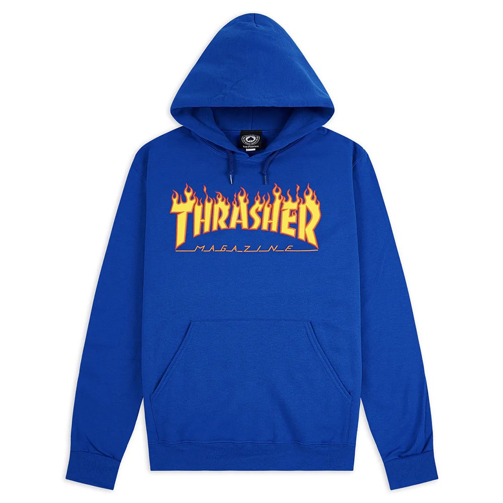 Thrasher Flame Hood | Sweat capuche Bleu Royal | Skate.fr