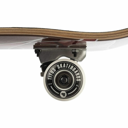 roues 54mm Skateboard complet Titus Blackbird Owl Mini Black Grey White en taille deck 7.5″