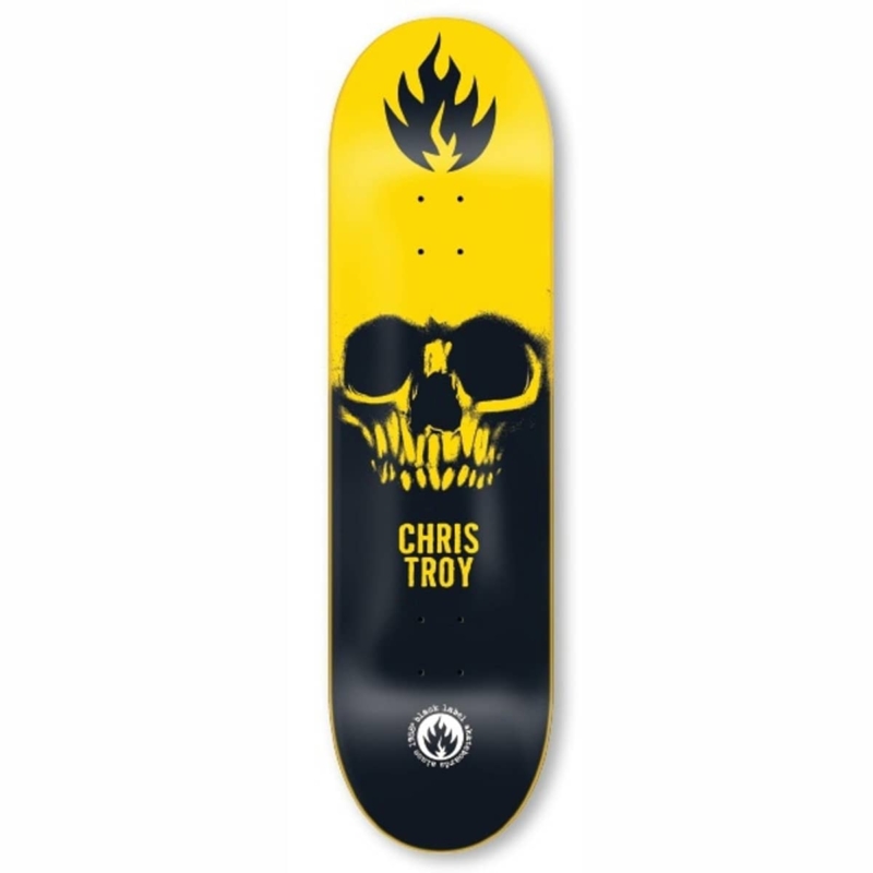 Planche de Skate Black Label Troy Skull Black Yellow White deck 8.5″