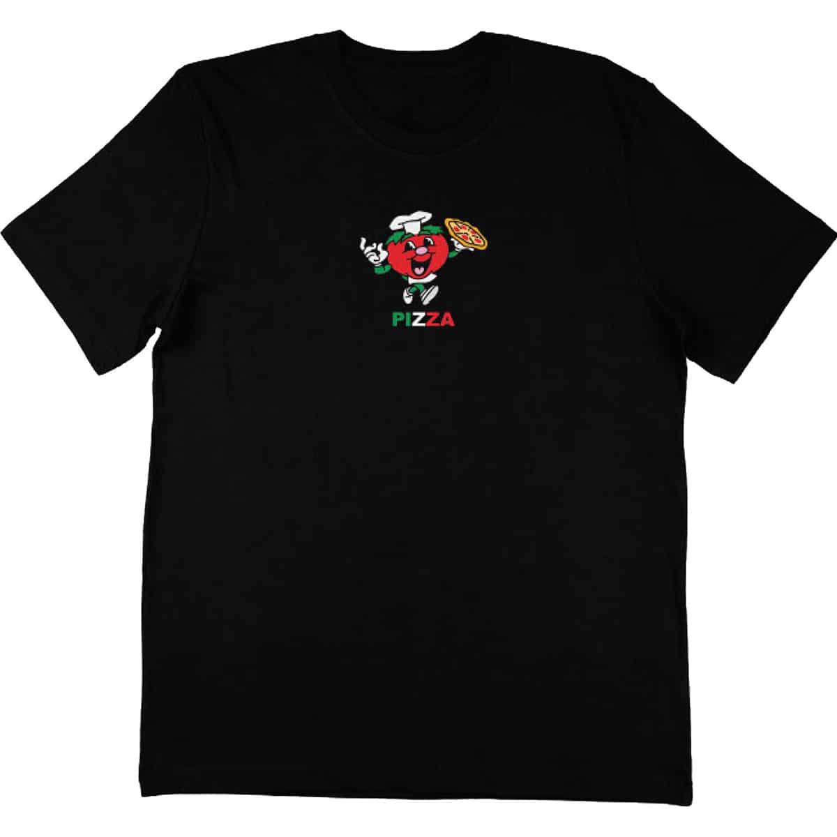 T-shirt Pizza Tomato Chef noir