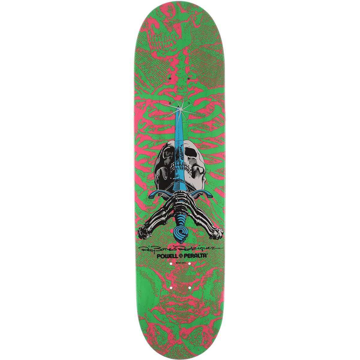 Planche de skateboard Powell Peralta Skull & Sword Pink Green deck 8.0″