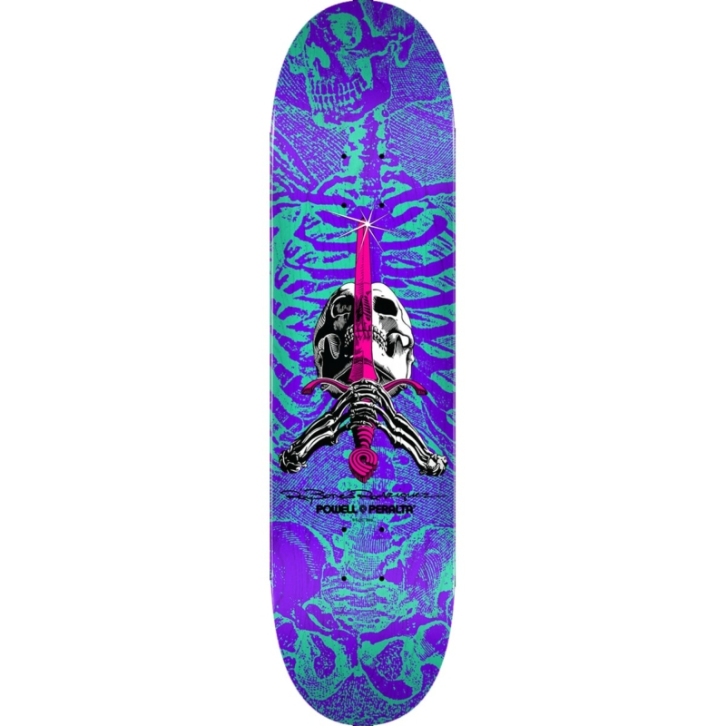 Planche de skateboard Powell Peralta Ps Skull Sword Turq Purple deck 8.25″