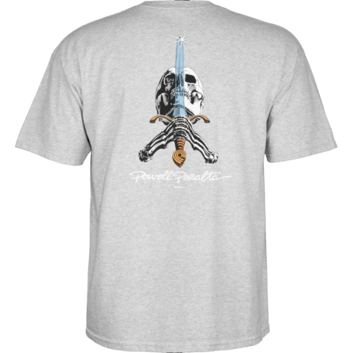 T-shirt Powell Peralta Skull And Sword gris back