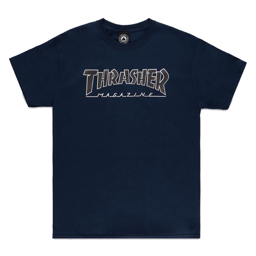 Thrasher Outline Navy Black | T-shirt Bleu