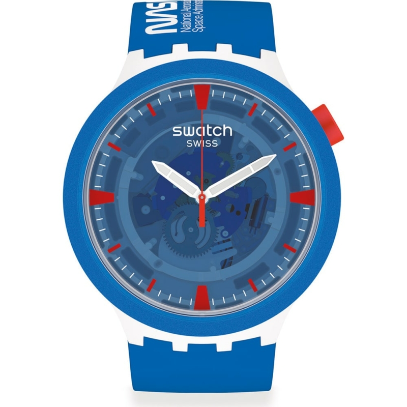 Montre Swatch Big Bold Ceramic bleue SB03Z100 Jumpsuit Édition Spéciale NASA