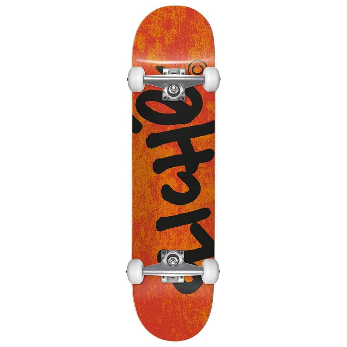 cliche handwritten orange black skateboard complet 7 5