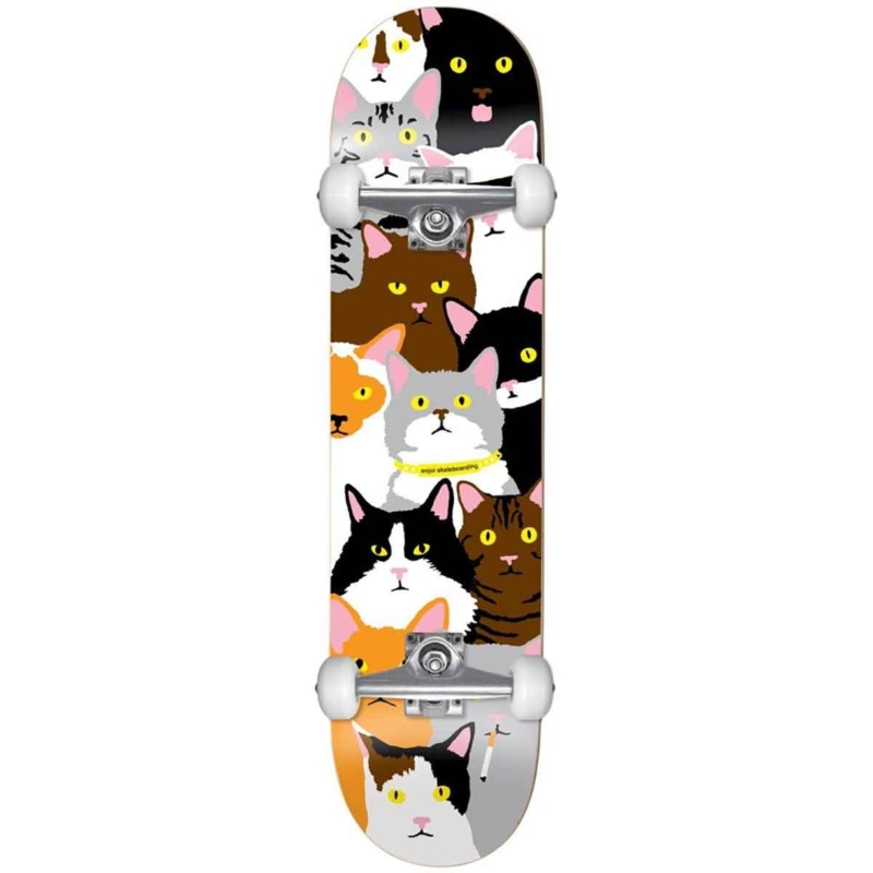 enjoi cat collage multi skateboard complet 7 0