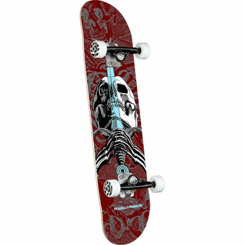 powell peralta skull burgundy skateboard complet 7 5
