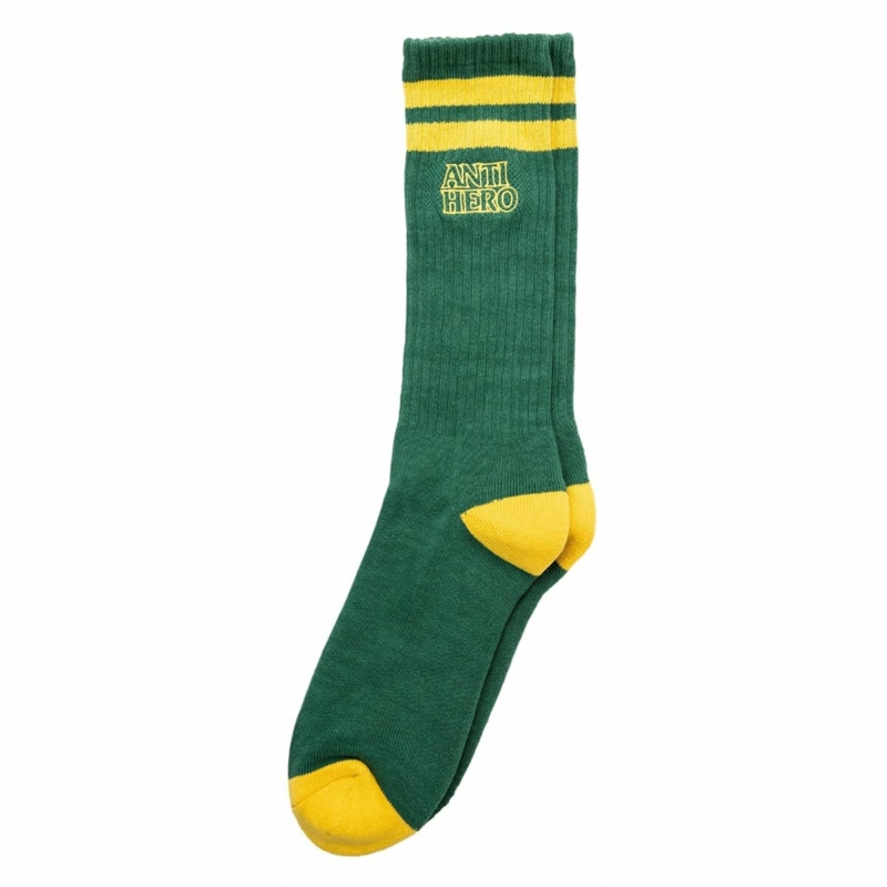 Antihero Socks Blackhero Outline Green Yellow