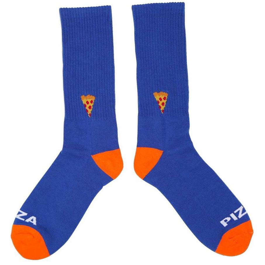 Pizza Socks Emoji Blue Orange