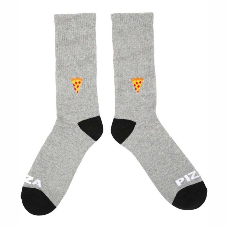 Pizza Socks Emoji Grey