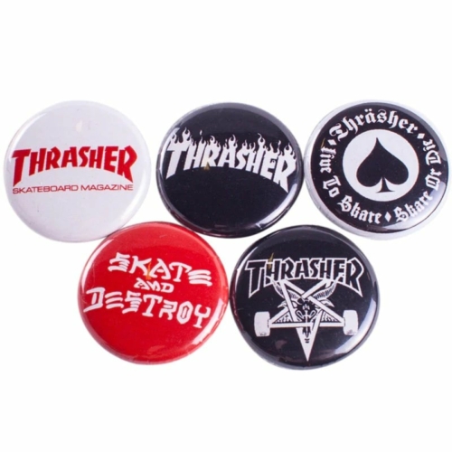 Thrasher Buttons Pack De 5 Logo