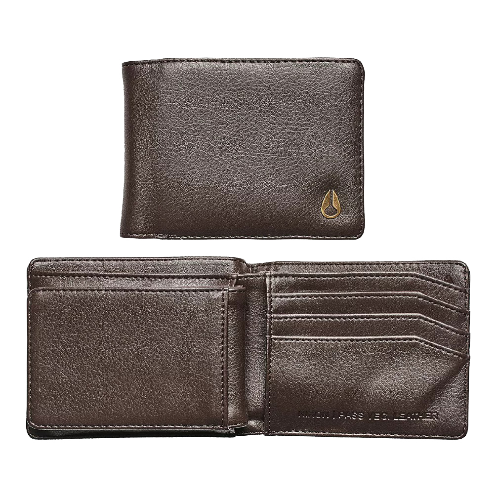 nixon pass vegan leather wallet brown portefeuille