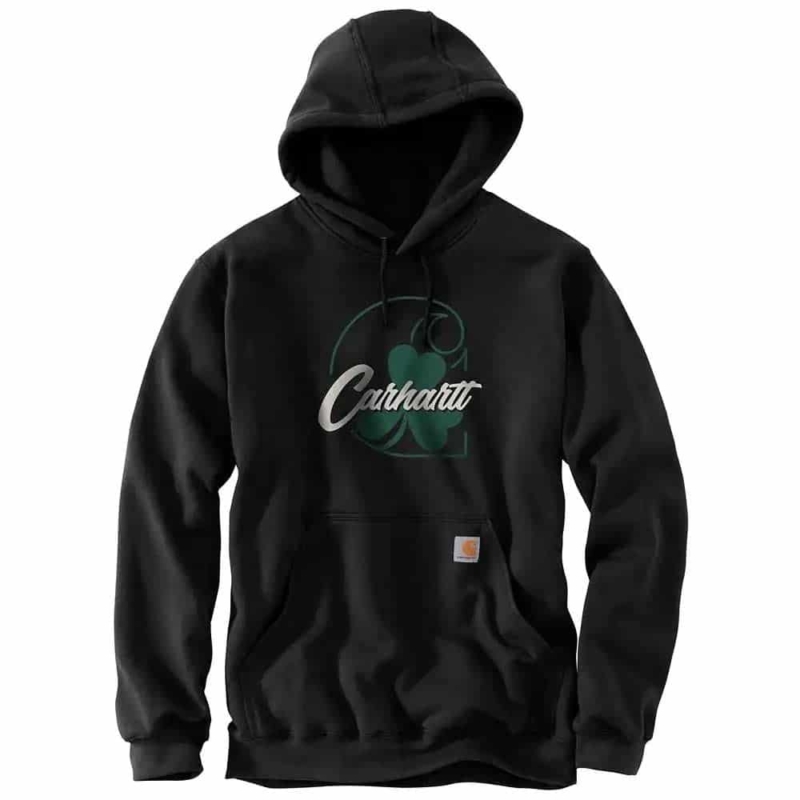 carhartt loose fit midweight hooded shamrock graphic black