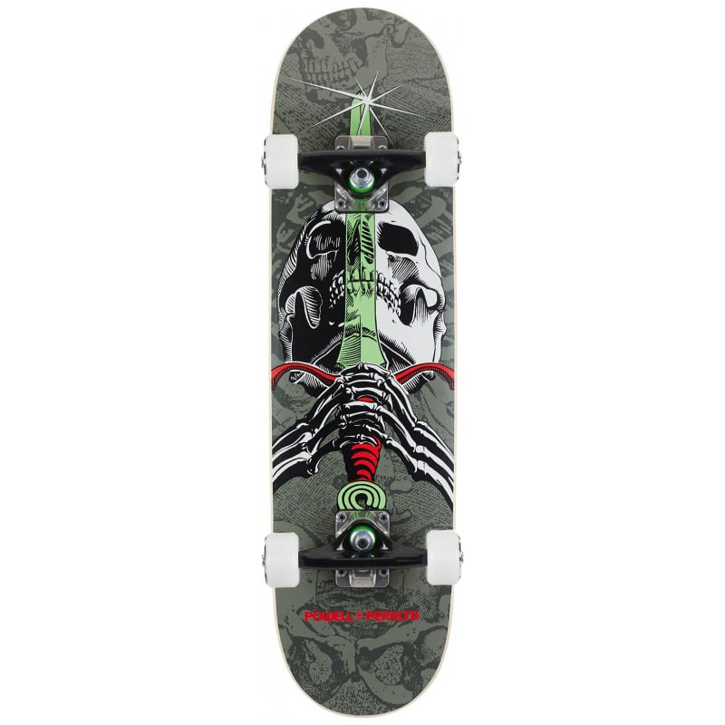 powell peralta skull & sword gray skateboard complet 7 5