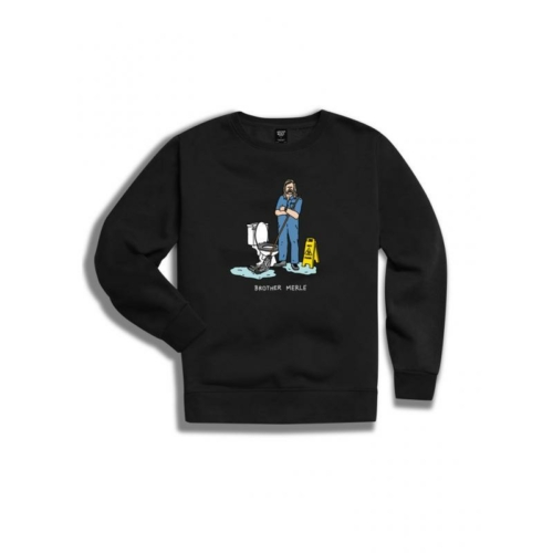 Brother Merle Janitor Crew Black Sweat a col rond Noir