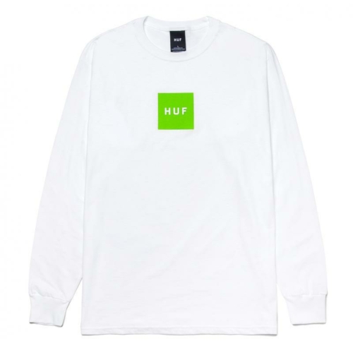 Huf Essentials Box Logo Ls White T shirt Blanc