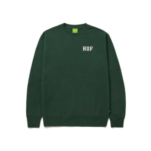 Huf Essentials Classic H Crew Forest Green Sweat a col rond Vert