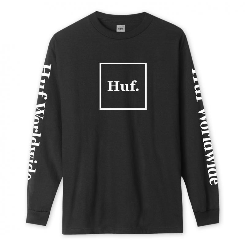 Huf Essentials Domestic Ls Black T shirt Noir