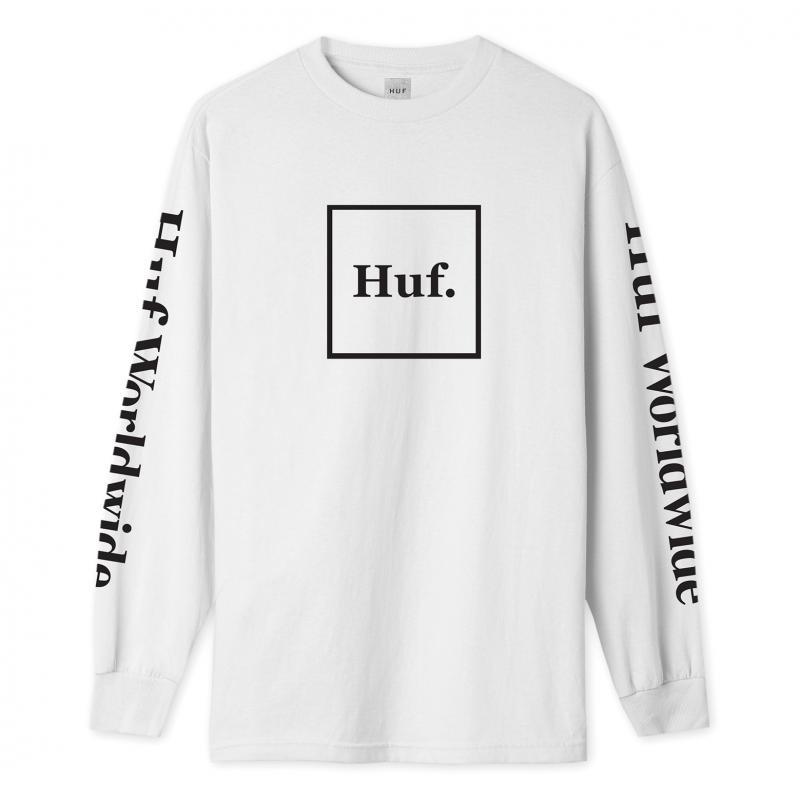 Huf Essentials Domestic Ls White T shirt Blanc