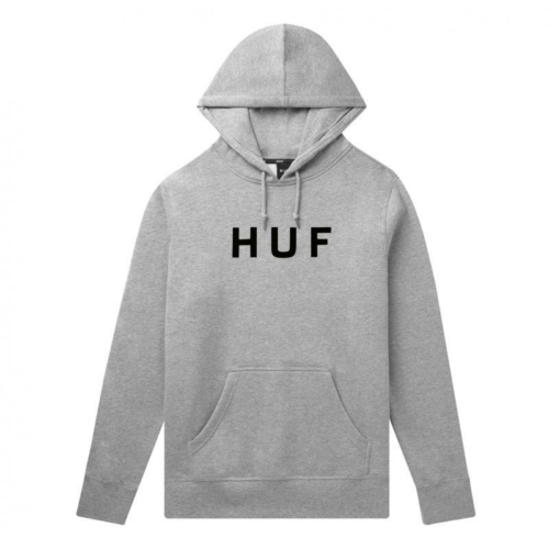 Huf Essentials Og Logo Hood Athletic Heather Sweat a capuche Gris