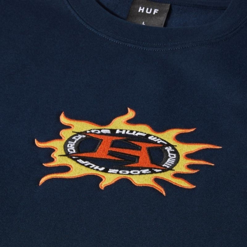 Huf Fire Crew Navy Sweat a col rond vue2