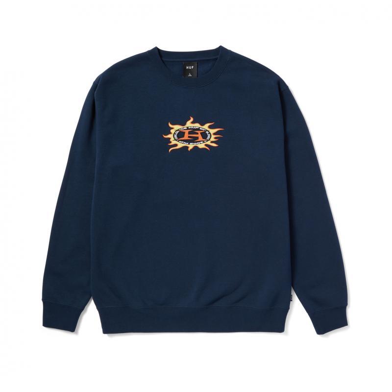 Huf Fire Crew Navy Sweat a col rond