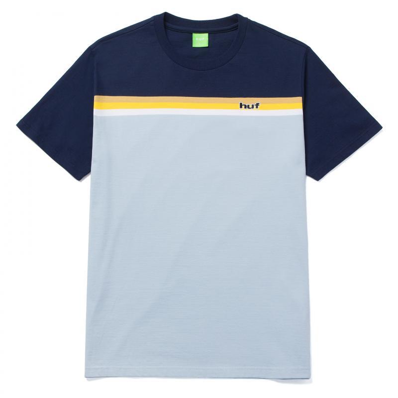 Huf Lido Stripe Knit Top Light Blue Ss T shirt Bleu