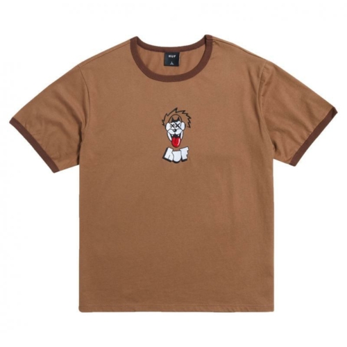 Huf Party Wolf Relaxed Fit Ringer Rubber T shirt Marron