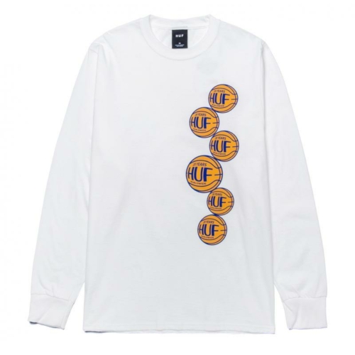 Huf Real Baller White Ls T shirt a manches longues Blanc