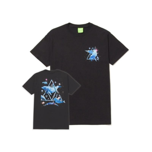 Huf Space Dolphins Washed Ss Black T shirt Noir