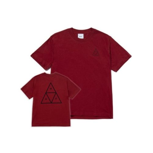 Huf Wo Triple Triangle Ss Relax Bloodstone T shirt Rouge vue2