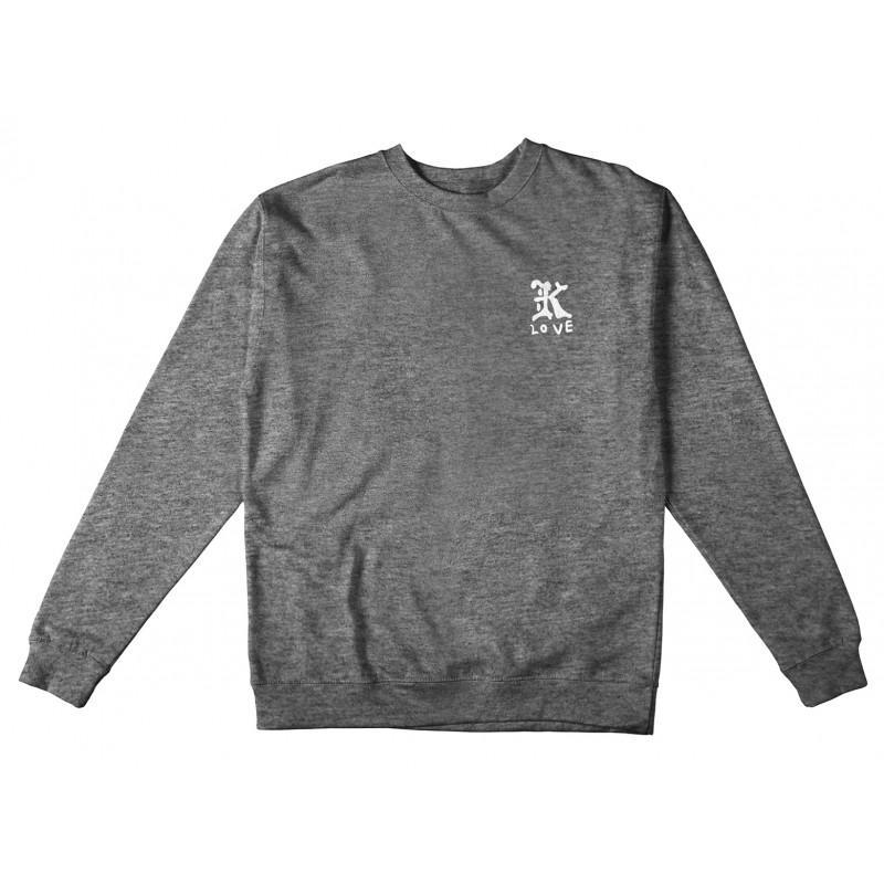 Krooked K Love Grey Heather White Sweat a col rond Gris vue2