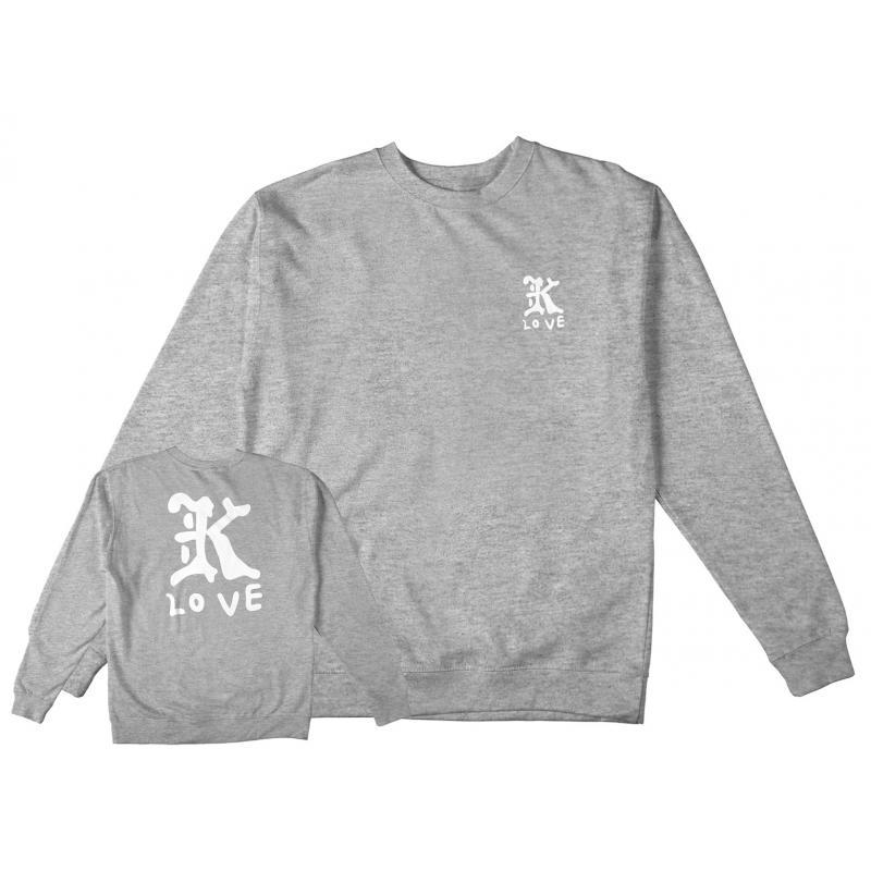 Krooked K Love Grey Heather White Sweat a col rond Gris