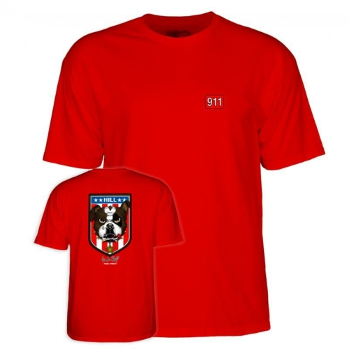 Powell Peralta Hill Bull Dog Red Ss T shirt Rouge
