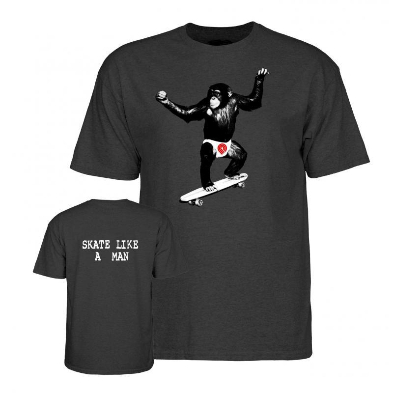 Powell Peralta Skate Chimp Charcoal Heather Ss T shirt Gris