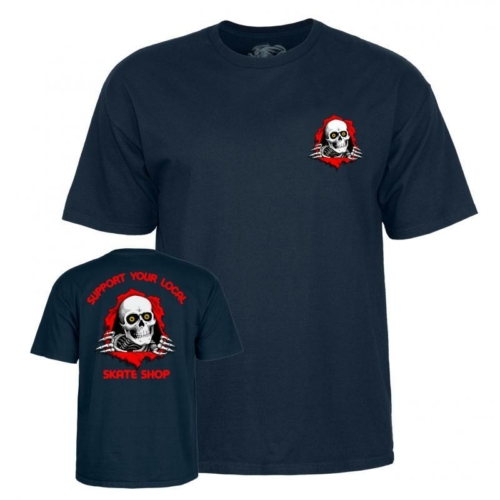 Powell Peralta Support Your Local Skate Shop Navy T shirt Bleu