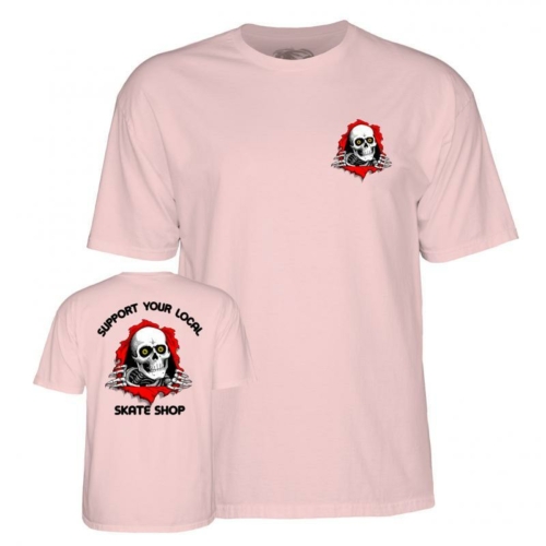 Powell Peralta Support Your Local Skate Shop Pink T shirt Rose
