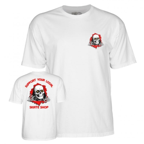 Powell Peralta Support Your Local Skate Shop White T shirt Blanc