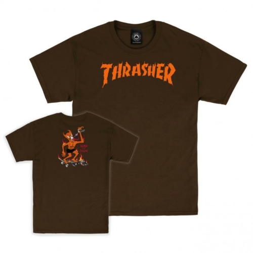 Thrasher Burn It Down Dark Chocolate T shirt Marron