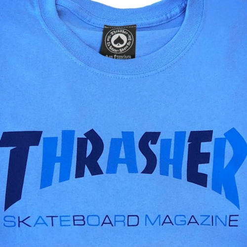 Thrasher Checkers Carolina Blue T shirt Bleu vue2