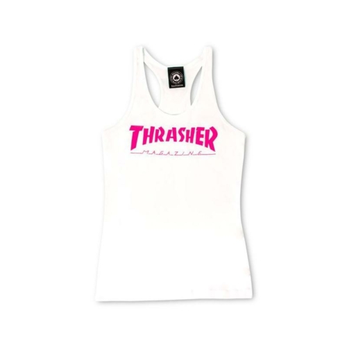 Thrasher Debardeur Wo Mag Logo Racerback White T shirt Blanc